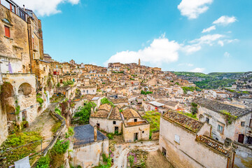 Fototapeta premium View of the ancient town of Matera, Sassi di Matera in Basilicata, southern Italy