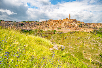Fototapeta premium View of the ancient town of Matera, Sassi di Matera in Basilicata, southern Italy