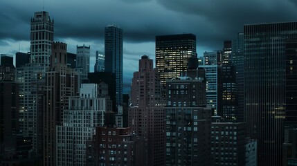 Close-up of a city skyline with darkened buildings, illustrating the widespread impact of a major electrical grid failure 