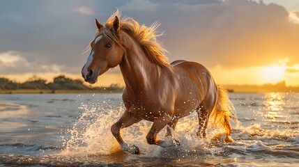 Strength and Beauty: Majestic Chestnut Horse Galloping