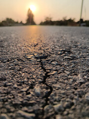 Cracks in the asphalt road