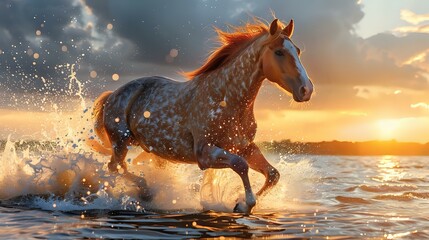 Freedom and Strength: Galloping Horse on Beach