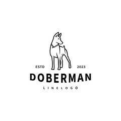 Obraz premium Standing doberman dog logo design illustration 2