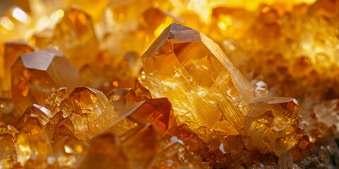 A pile of yellow crystals with a golden hue