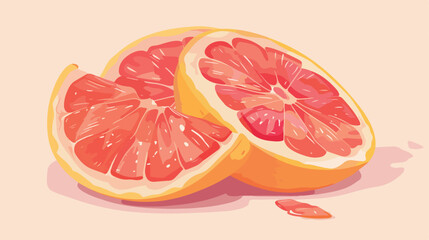 Tasty cut grapefruit on light background Vector style