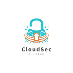 Cloud security vector logo design illustration 2