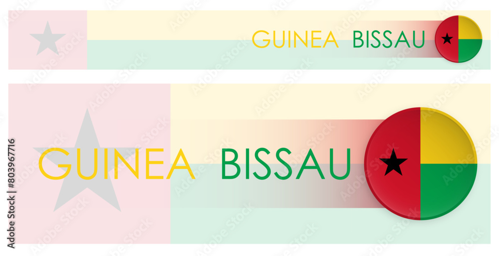 Wall mural guinea bissau flag horizontal web banner in modern neomorphism style. webpage guinea bissau country 