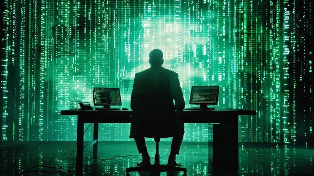 A man in front of a computer monitor, using his keyboard and mouse, engrossed in his work with a serious expression on his face