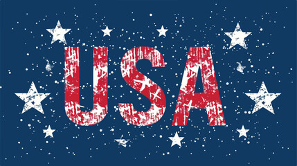 Text USA and stars on blue background. Independent