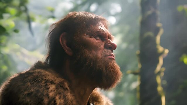 An extinct species of an early human, primitive man, early human existence, tools, culture, and survival in the ancient epochs of our evolutionary past	