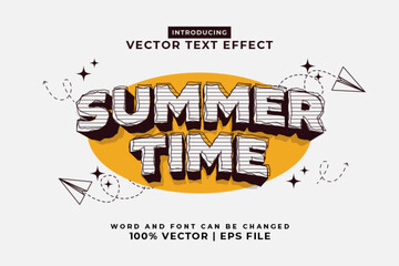 Editable text effect Summer Time 3d Cartoon template style premium vector