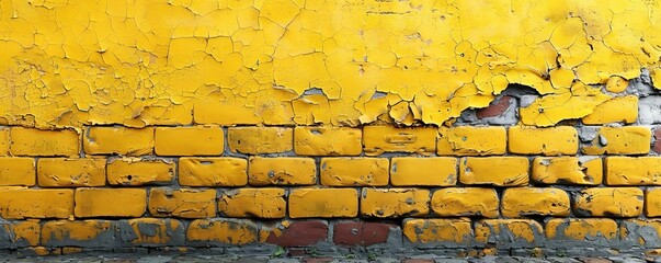 Brick wall painted yellow