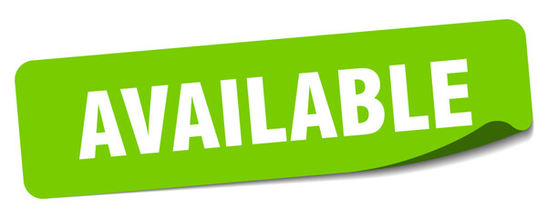 available sticker. available label