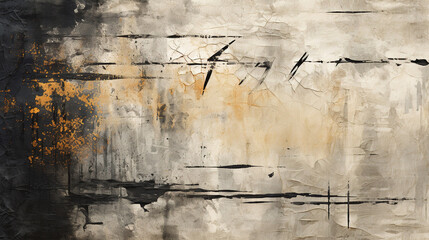 Abstract Art of Rough Black Sketch Painting on Old Paper Background