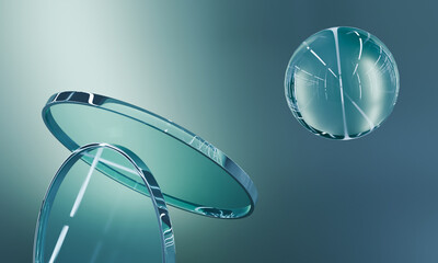 3d blue glass molecules and balls isolated medicine