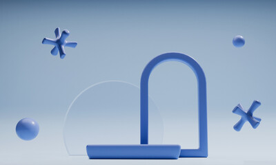 3d abstract background with podium and stairs