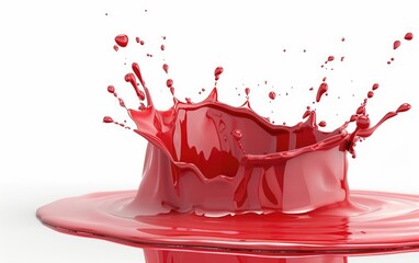 A vibrant red liquid splash frozen in time creating a dynamic and artistic shape