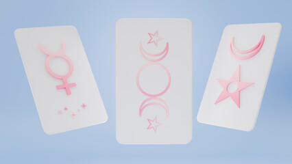 Tarot cards 3d isolated pink background hobby