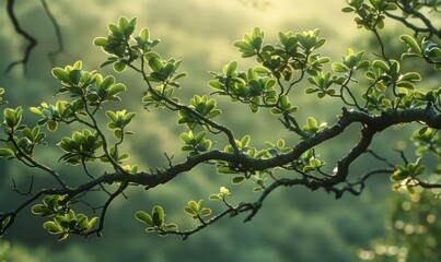 Fototapeta premium The branches of a bush fan out in all directions in a clearing