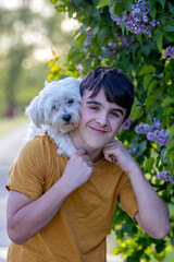 Happy family in the park, enjoying day together on sunset
