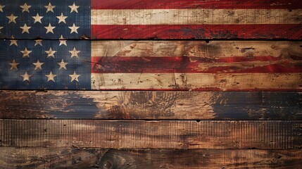Vibrant close-up image of the American flag against a textured wooden backdrop, symbolizing patriotism and love for the country