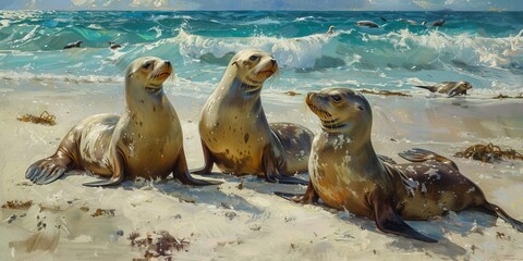 Fototapeta premium Sea Lions on the beach