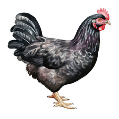 AI-Generated Watercolor Chicken Clip Art Illustration. Isolated elements on a white background.