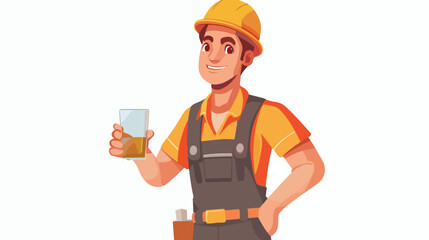 Worker with glass holder on white background Vector style 