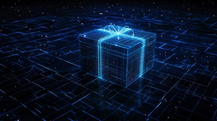 Holographic blue futuristic technology particle background