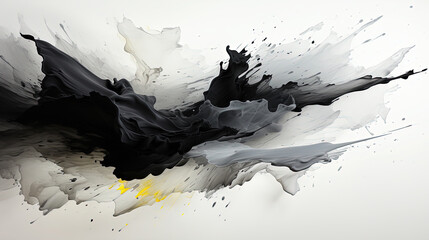 Obraz premium Abstract Art of White and Black Oil Paint Brush Stroke on Background