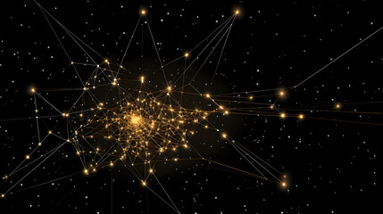 Fototapeta premium star shaped artificial intelligence neural network on black background minimal ai data processing