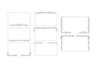 set of vector line frame with floral vine plant leaves decoration border © Abdie