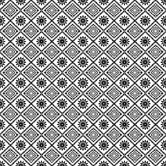 Weaving inspired seamless vector pattern - perfect folk art background for any textile or fabric design in black and white style.