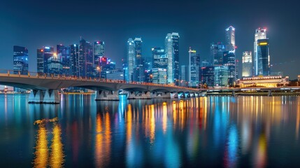 Obraz premium Highway overpass modern city skyline