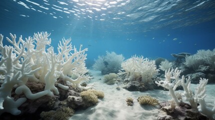 Fototapeta na wymiar A field where white corals grow