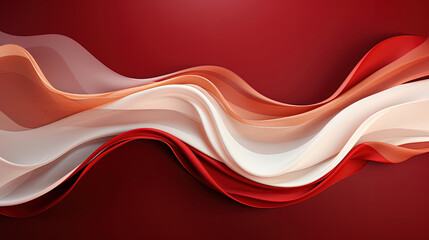 Obraz premium Smooth Flowing White And Red Wave Design Energy Pattern on A Maroon Background