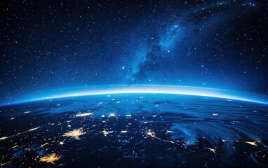 Fototapeta premium Earth s horizon against the starry cosmos a glimpse of our vast universe