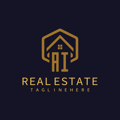AI initial monogram logo for real estate design.