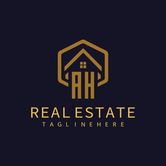 AH initial monogram logo for real estate design.