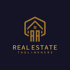 AA initial monogram logo for real estate design.