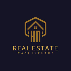 HN initial monogram logo for real estate design.