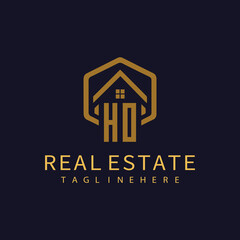 HO initial monogram logo for real estate design.