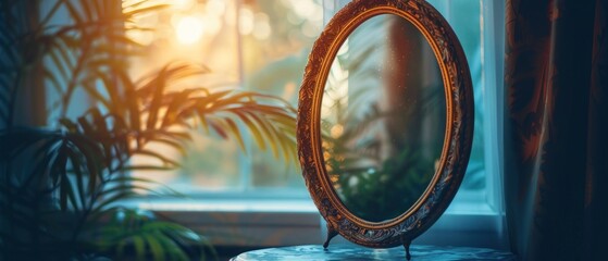 Quiet reflection: A mirror reflecting the beauty within, encouraging self-acceptance.