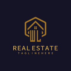 WL initial monogram logo for real estate design.