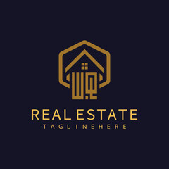WQ initial monogram logo for real estate design.
