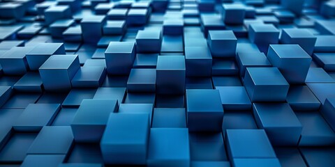 Blue 3D Blocks neatly organized to make a Futuristic abstract background.