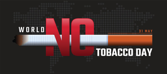 World no tobacco day - Text with NO letter corss cigarette on dot world map texture background vector design