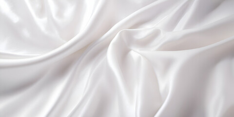 Obraz premium A white fabric with a pattern of waves. The fabric is smooth and silky. The waves are gentle and flowing, giving the fabric a sense of calmness and serenity