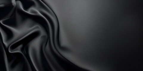 Fototapeta premium A black fabric with a pattern that is folded and draped. The fabric is smooth and shiny, and it has a luxurious feel to it. Concept of elegance and sophistication