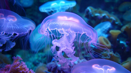 closeup purple jellyfish
